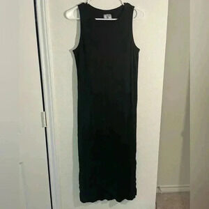 Athleta Black Breathable Eyelet Sleeveless Midi Dress Womens Size Small